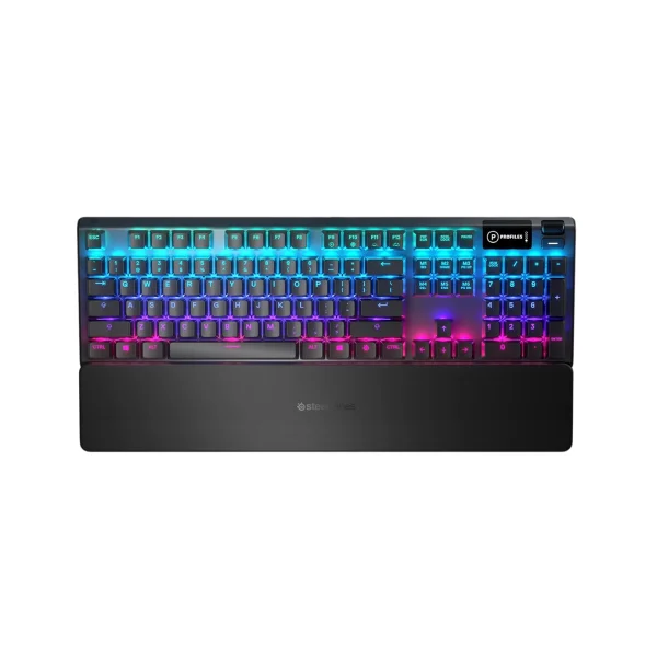 SteelSeries Apex 5 Wired Gaming Keyboard | Hybrid Mechanical Switches | OLED Smart Display | Per-Key RGB Lighting | Aluminum Frame | Magnetic Wrist Rest | SS-KB-APX-5-US-BK - Black