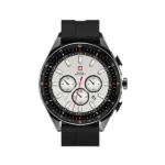 Swiss Military DOM Musical Series 1 with Built-in TWS Smartwatch | 1.39-inch Display | Gun Metal Frame | IP67 IP Rating | Fitness and Sleep Monitoring | SM-WCH-DOM-MUS1-GUNMF-BLKSS – Black Silicon Strap