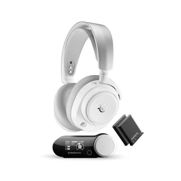 SteelSeries Arctis Nova Pro Wireless Omni Gaming Headset | Up to 60 Hours Battery Life | Hi-Res Audio | OmniPlay | ClearCast Pro AI Noise Cancelling Mic | Infinite Power System | SS-HS-ARC-NOV-PRO-OMNI-WH - White